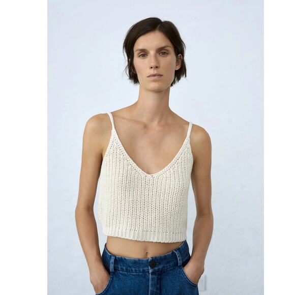 Cordera Cropped Ecotec Cotton Sweater Tank Top White One Size NWT - Picture 1 of 14